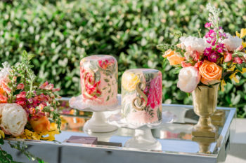 wedding decoration colorful cakes and flowers